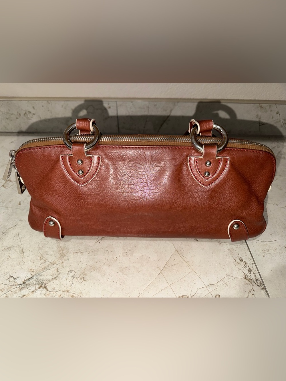 Marc Jacob’s East/West Brown Leather Top-Handle Satchel - Picture 12 of 16